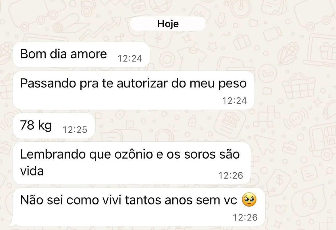 Cliente conta no WhatsApp o resultado com ozonioterapia e soroterapia